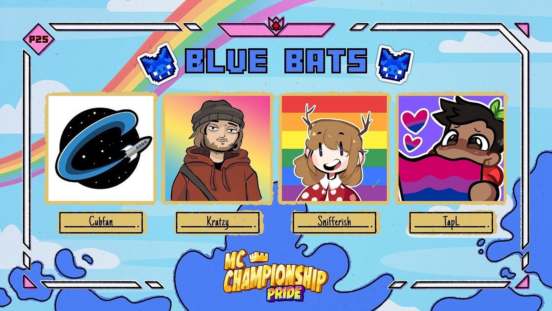 Team members of Blue Bats for Minecraft Championship (MCC) Pride 25(Image via X/MCChampionship)